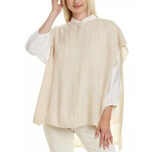 Johnny Was Thea Cable Knit Cashmere Linen Pullover Poncho Sweater XS/S